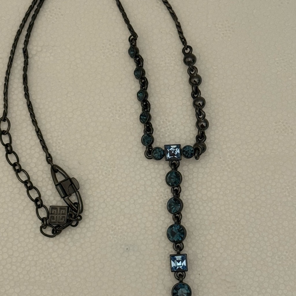 Givenchy Blue and Gunmetal Rare Stamped Necklace - Picture 9 of 10